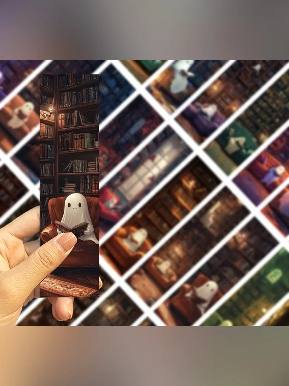 Halloween Ghost Library Print Bookmarks Set of 10